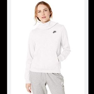 Nike Women's NSW Fleece Hoodie Varsity, Birch Heather/White/Black